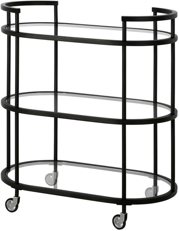 Henn&Hart 30" Wide Oval Bar Cart in Blackened Bronze, Bar Carts for the Home