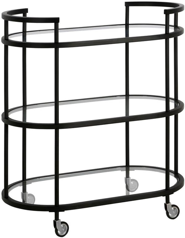 Henn&Hart 30" Wide Oval Bar Cart in Blackened Bronze, Bar Carts for the Home