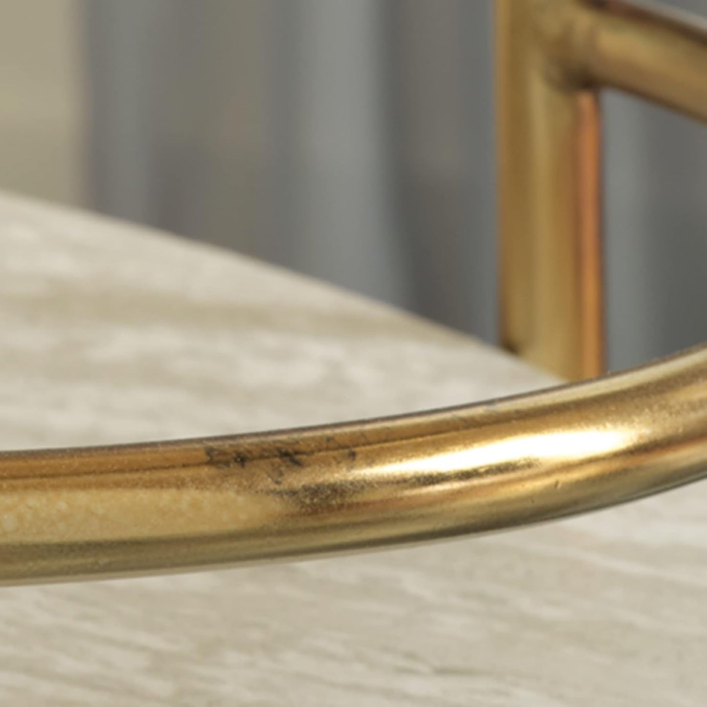 Signature Design by Ashley Tarica Modern Bar Cart with 2 Shelves, Cream & Gold Finish
