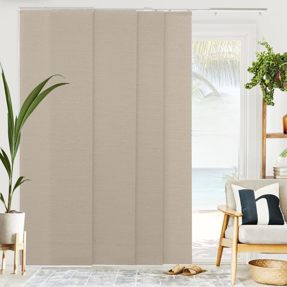 CHICOLOGY Vertical Blinds, Room Divider, Door Blinds,Blinds for Sliding Glass Doors, Temporary Wall, Closet Curtain, Room Door, Woven Gray (Natural Woven) W:46-86 x H:Up-to 96 inches