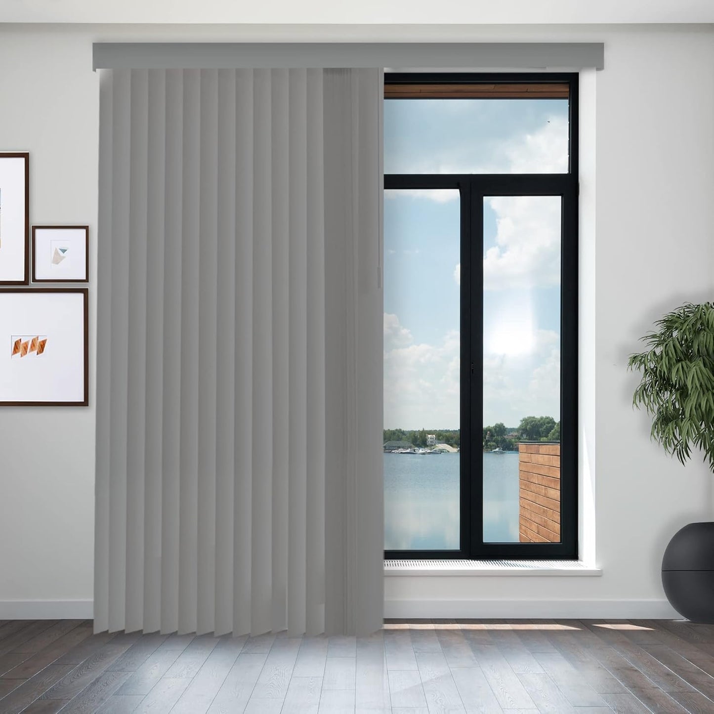 CHICOLOGY Vertical Blinds , Door Blinds & Shades , Blackout Window Shade , Vertical Blinds for Doors , Sliding Blinds Oxford White (Vinyl) 78"W X 84"H