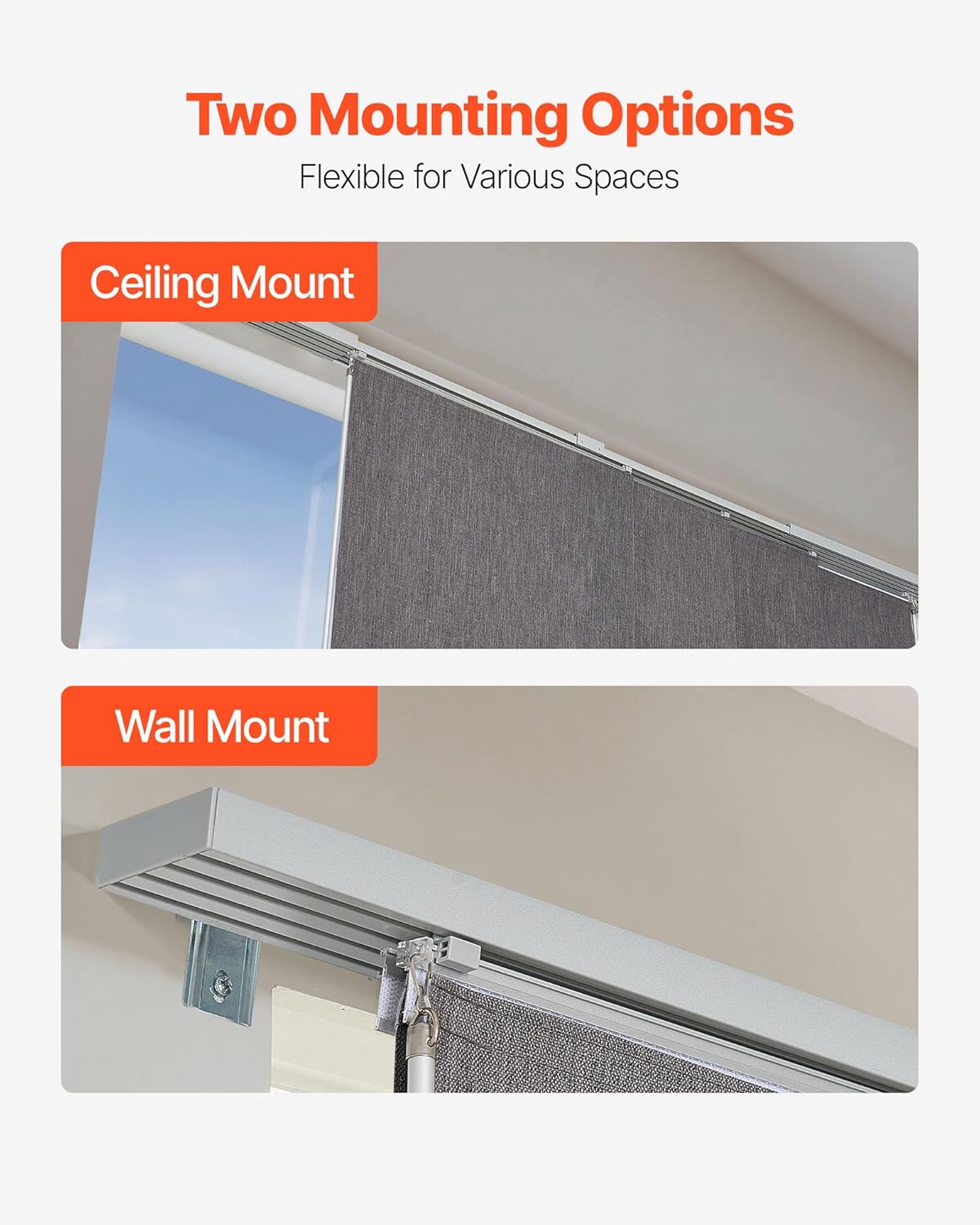 VEVOR Panel Track Blinds, Extendable Track from 45.8 in to 86 in W, Trimmable Panel Curtains Up to 96 in H, Vertical Blackout Panel Blinds for Sliding Doors, Patio Doors, Room Divider, Dark Gray