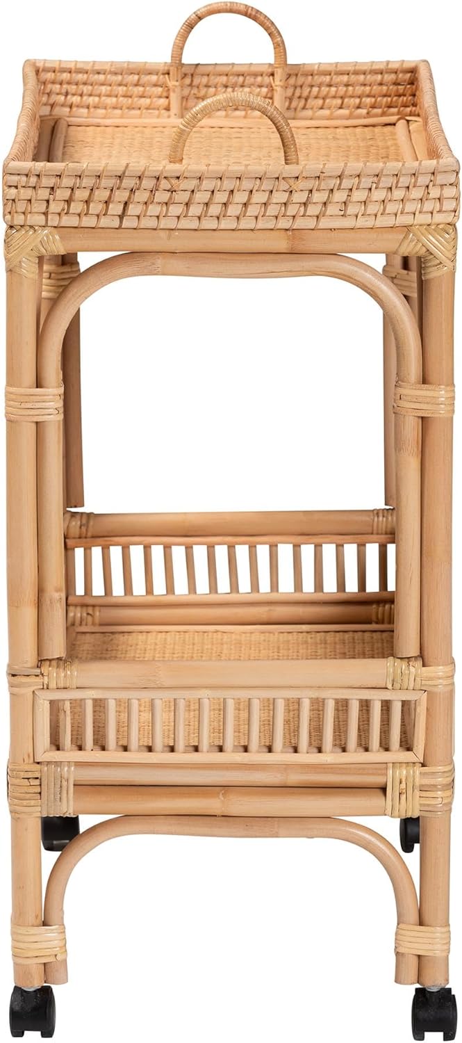 bali & pari Lombok Natural Rattan Wine Cart, 2-Tier