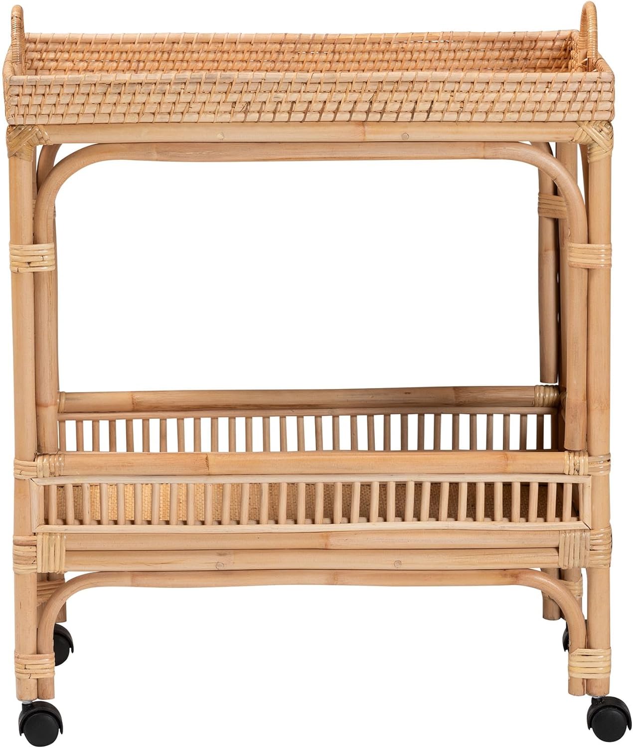 bali & pari Lombok Natural Rattan Wine Cart, 2-Tier