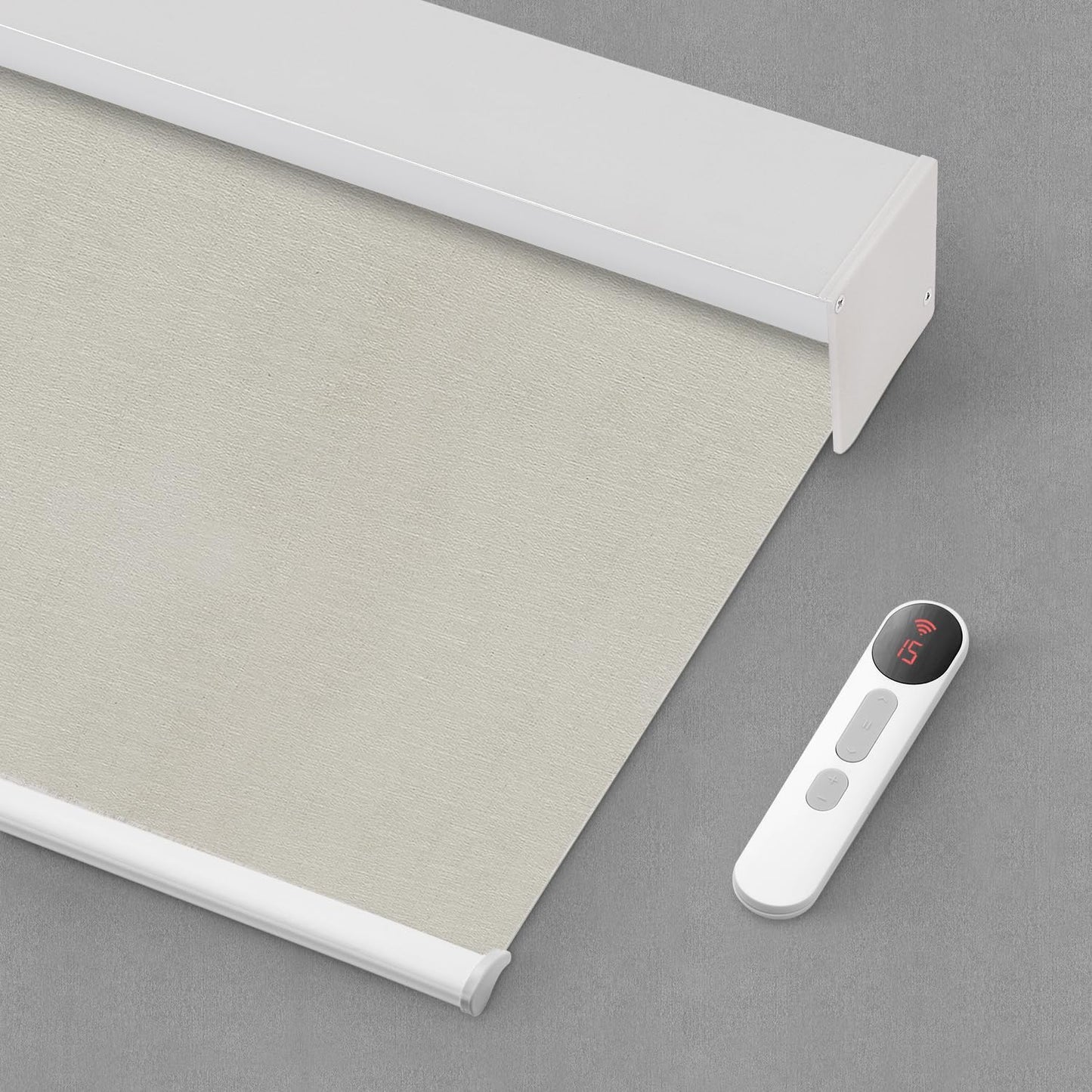 Bringnox Motorized Blinds with Remote,100% Blackout Smart Roller Blinds Compatible with Apple Homekit Google Home and Alexa Via HUB,and Customized(Linen Stone-01)