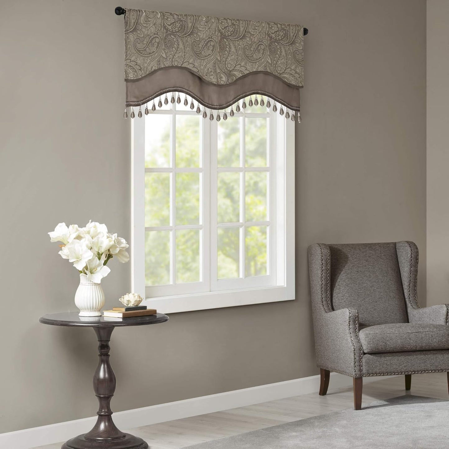 Madison Park Aubrey 2 Panel Curtain Faux Silk Paisley Jacquard, Rod Pocket Curtain For Living Room, Kitchen, Room Darkening Window Drape for Bedroom and Dorm, 2-PK 50x84", Navy