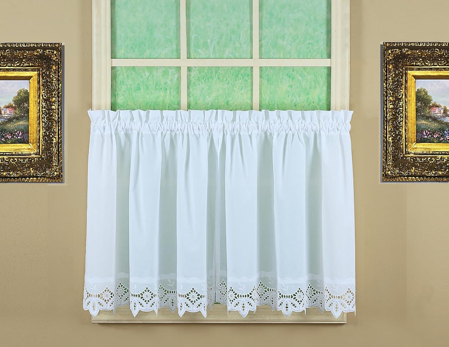 Today's Curtain, Heirloom Battenberg Eyelet Panel Pair 63", White, 4-Piece-Set, 80" W x 63" L