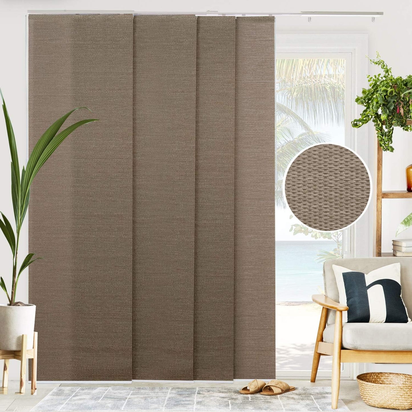CHICOLOGY Vertical Blinds, Room Divider, Door Blinds,Blinds for Sliding Glass Doors, Temporary Wall, Closet Curtain, Room Door, Woven Gray (Natural Woven) W:46-86 x H:Up-to 96 inches