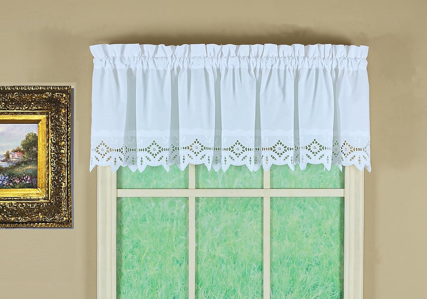 Today's Curtain, Heirloom Battenberg Eyelet Panel Pair 63", White, 4-Piece-Set, 80" W x 63" L