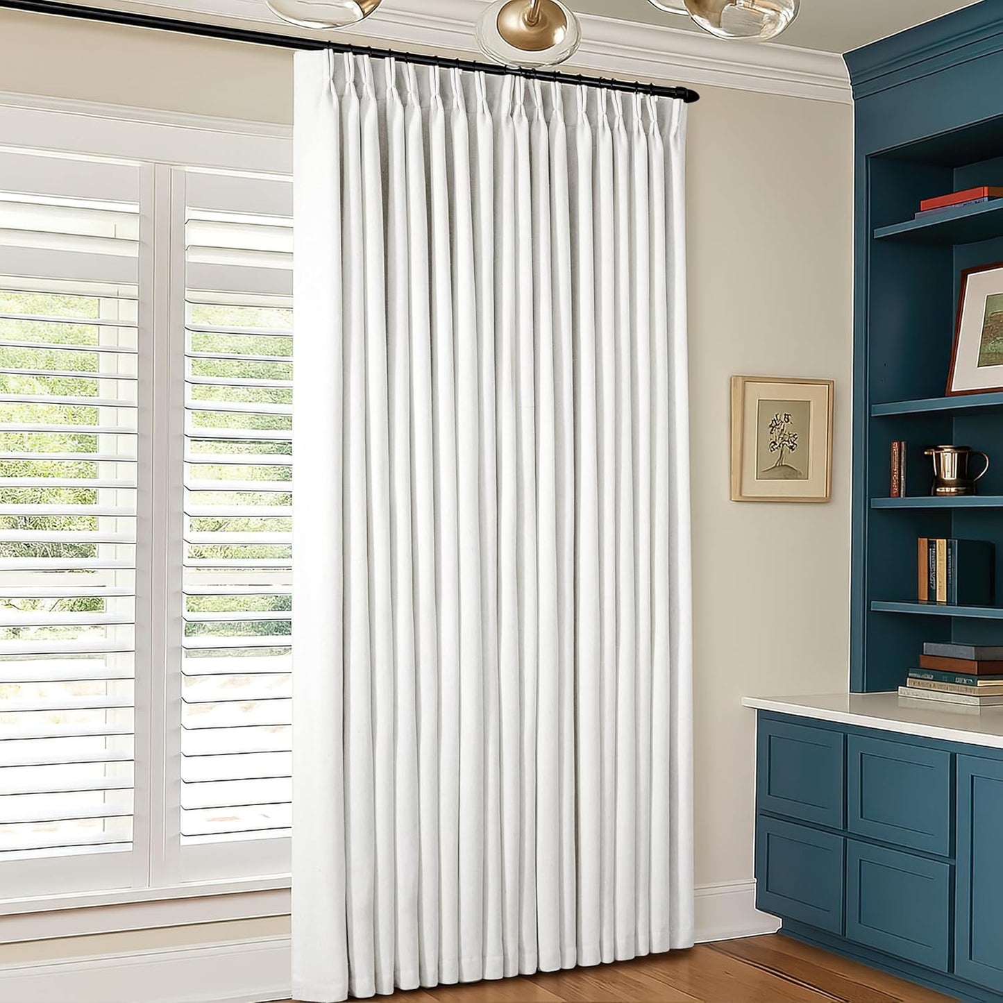 Beige Blackout Cafe Curtains 45 Inch Length 2 Panel Set Pinch Pleated Back Tab Linen Blend Black Out Short Curtains Boho Farmhouse Thermal Insulated Small Window Drapes for Bathroom Kitchen RV