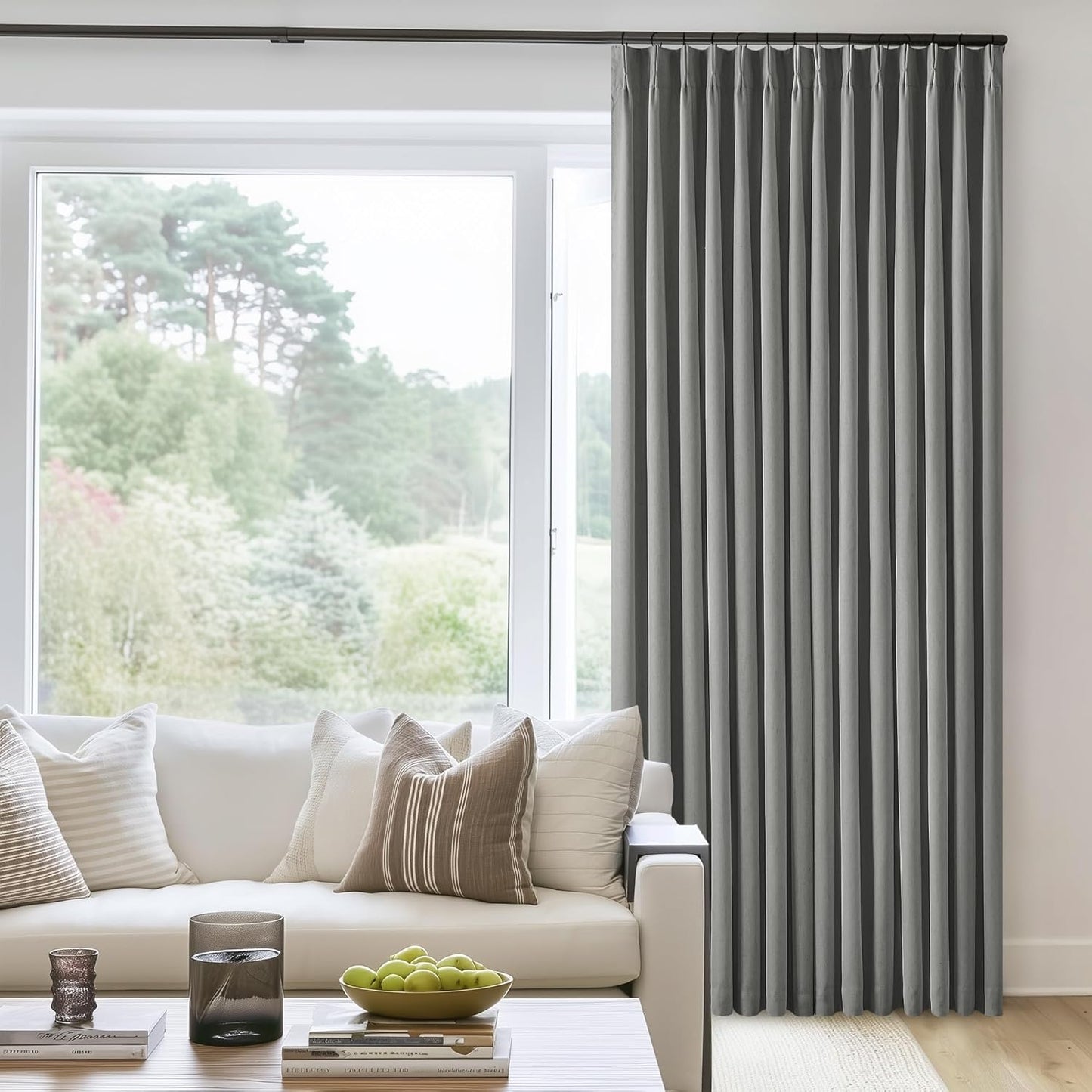 Beige Blackout Cafe Curtains 45 Inch Length 2 Panel Set Pinch Pleated Back Tab Linen Blend Black Out Short Curtains Boho Farmhouse Thermal Insulated Small Window Drapes for Bathroom Kitchen RV