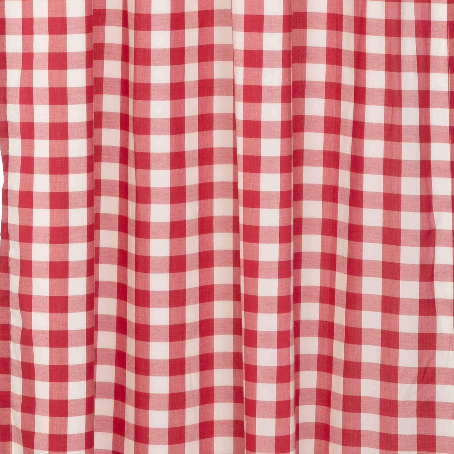 VHC Brands Annie Buffalo Check Cotton Farmhouse Kitchen Curtains Rod Pocket Hanging Loops Ruffling 36x36 Tier Pair, Red Country