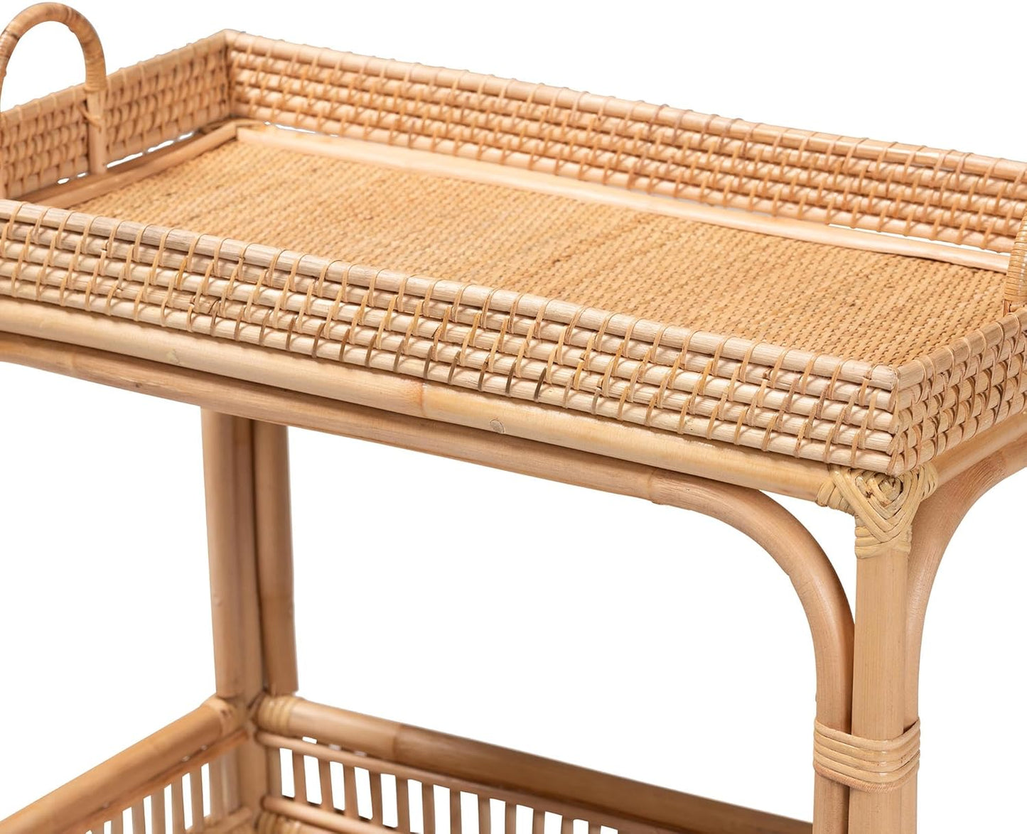 bali & pari Lombok Natural Rattan Wine Cart, 2-Tier