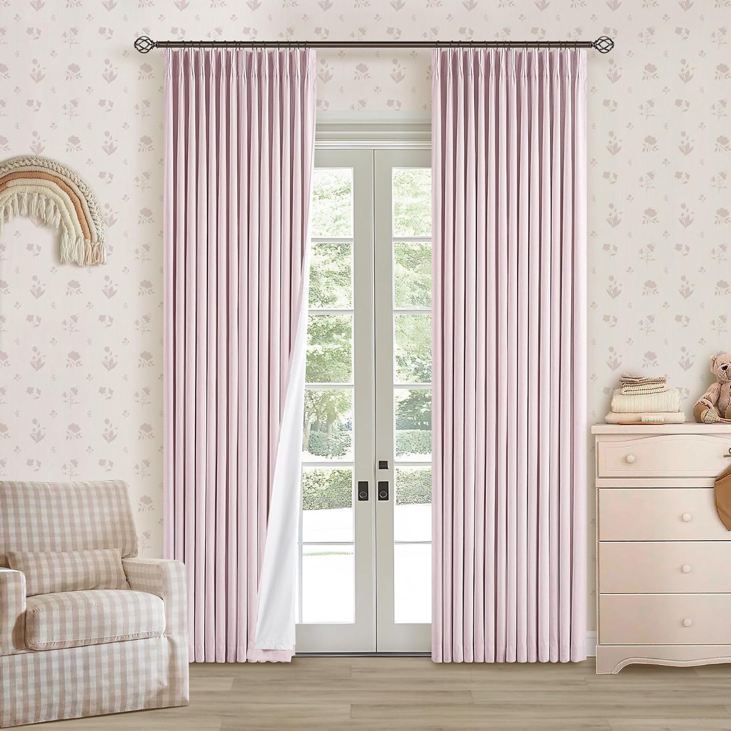 Beige Blackout Cafe Curtains 45 Inch Length 2 Panel Set Pinch Pleated Back Tab Linen Blend Black Out Short Curtains Boho Farmhouse Thermal Insulated Small Window Drapes for Bathroom Kitchen RV