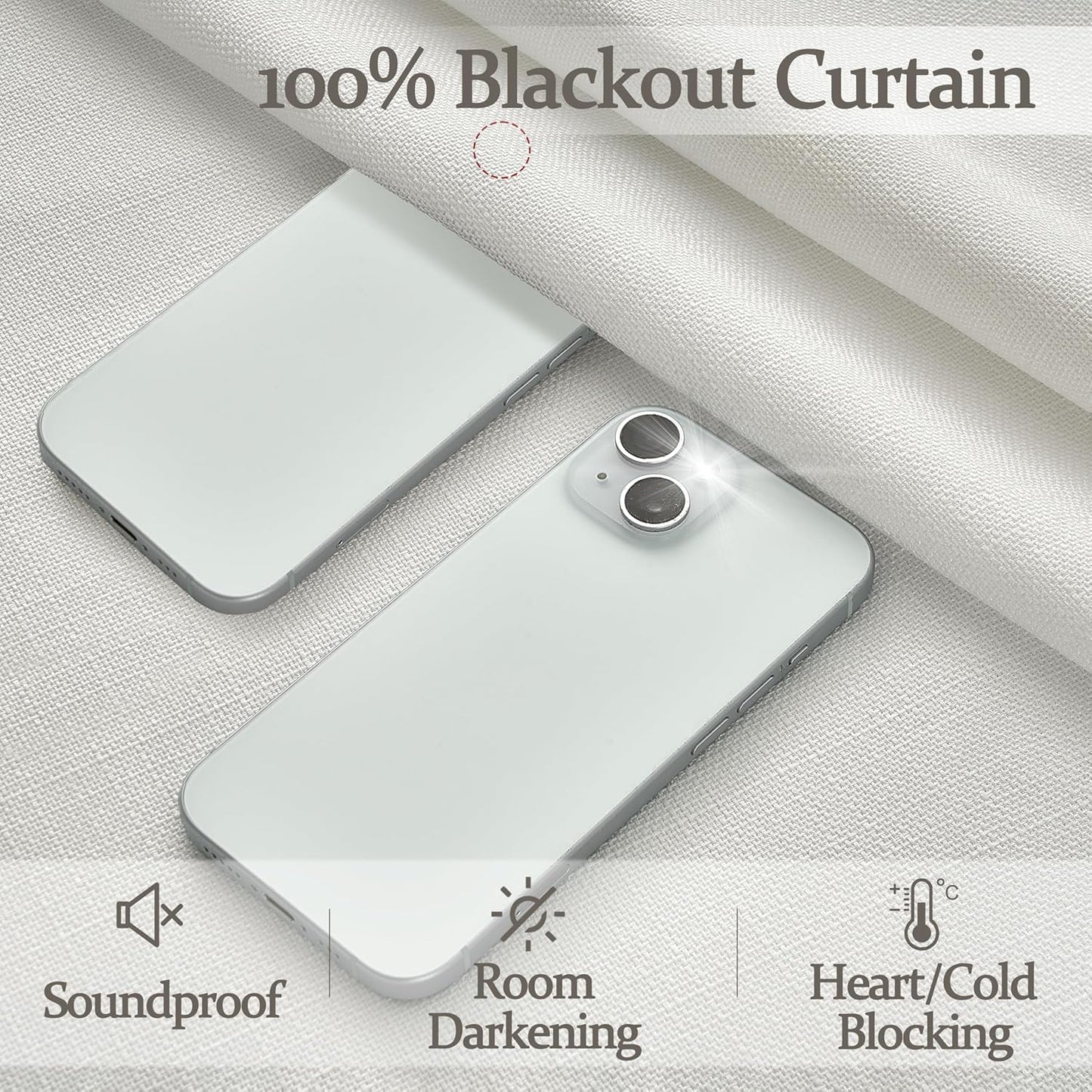 Pinch Pleated Off Beige White Mini Curtains 63 Inch Length 2 Panels Set for Kitchen Windows, Cute Blackout Two Layer Thick Linen Blend Light Blocking Drapes Back Tab for Laundry Room 63 Inches Curtain