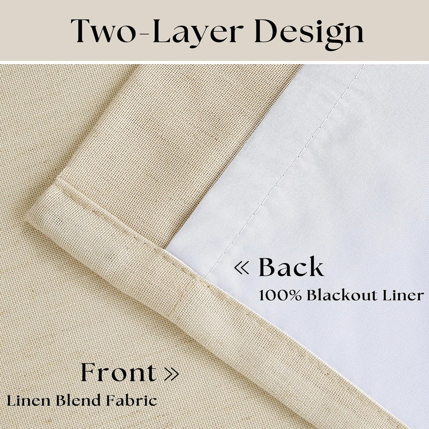 Beige Blackout Cafe Curtains 45 Inch Length 2 Panel Set Pinch Pleated Back Tab Linen Blend Black Out Short Curtains Boho Farmhouse Thermal Insulated Small Window Drapes for Bathroom Kitchen RV