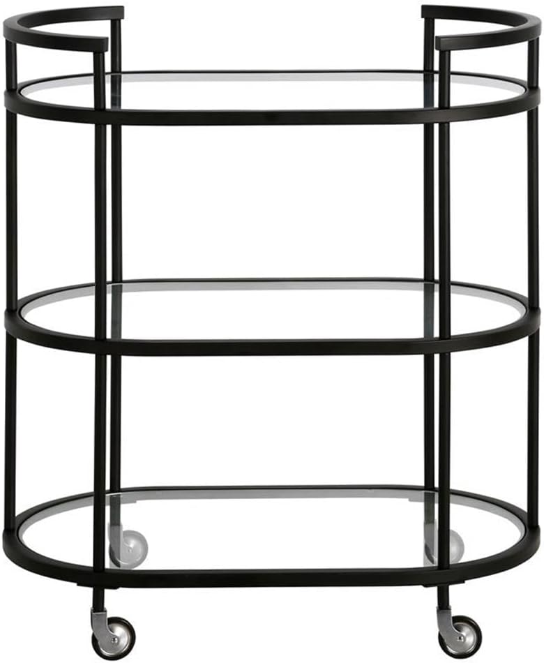 Henn&Hart 30" Wide Oval Bar Cart in Blackened Bronze, Bar Carts for the Home