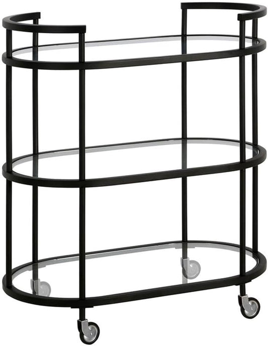 Henn&Hart 30" Wide Oval Bar Cart in Blackened Bronze, Bar Carts for the Home
