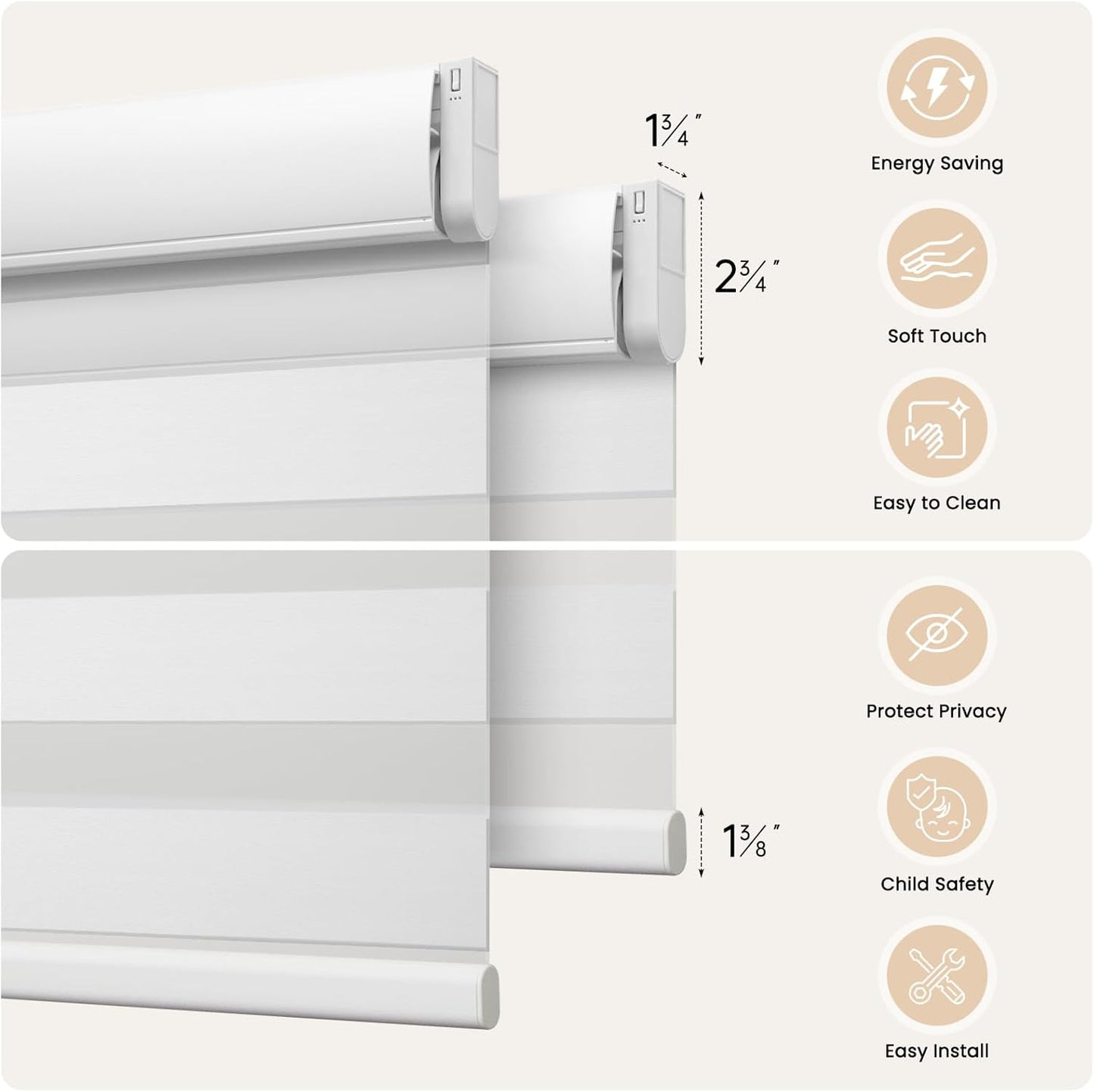 Motorized Zebra Blinds with remorte, 70% Blackout Smart Blinds Custom Size Electric Zebra Shades Compatible with Alexa/Google,White, 34''Wx72''H