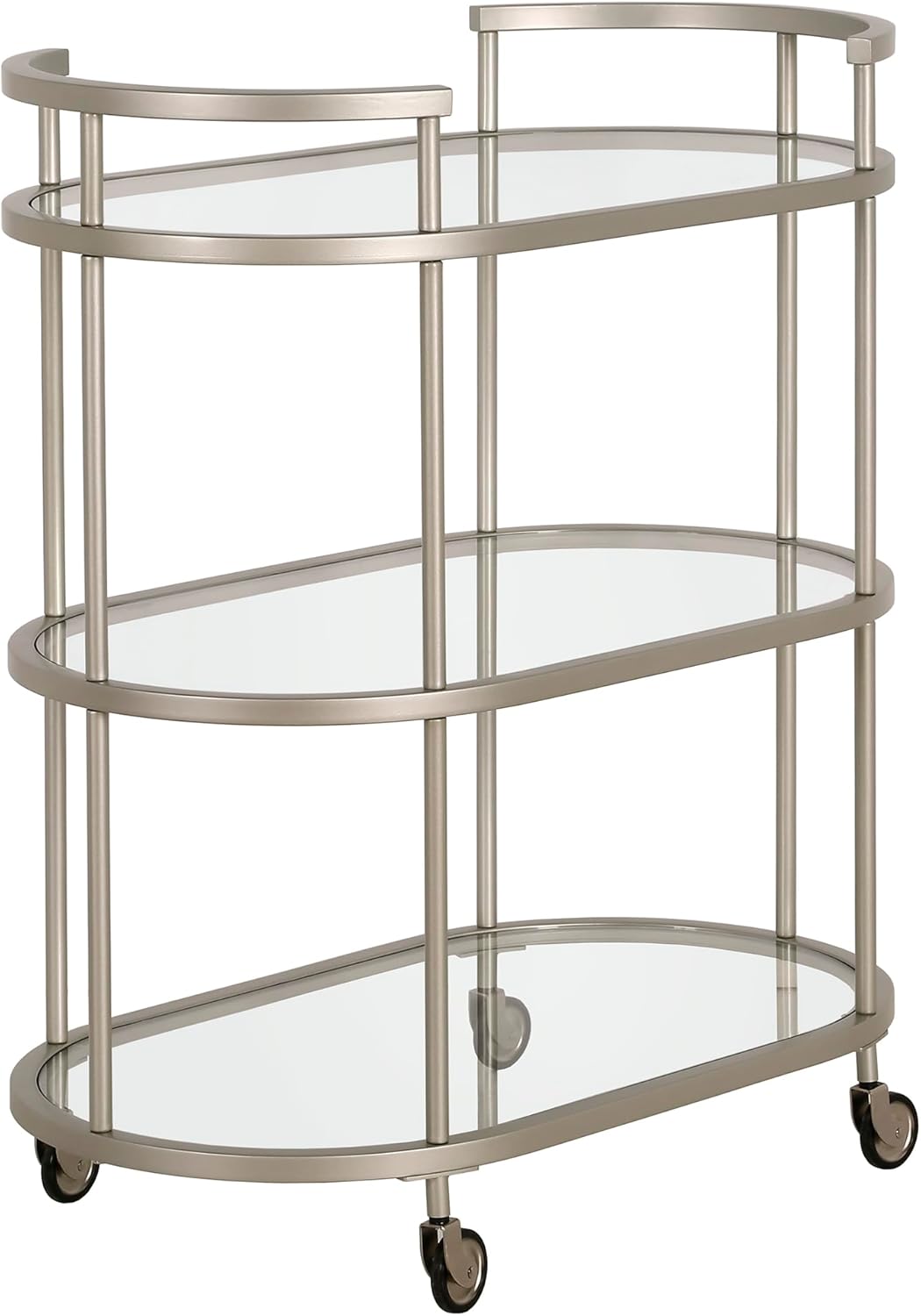 Henn&Hart 30" Wide Oval Bar Cart in Blackened Bronze, Bar Carts for the Home