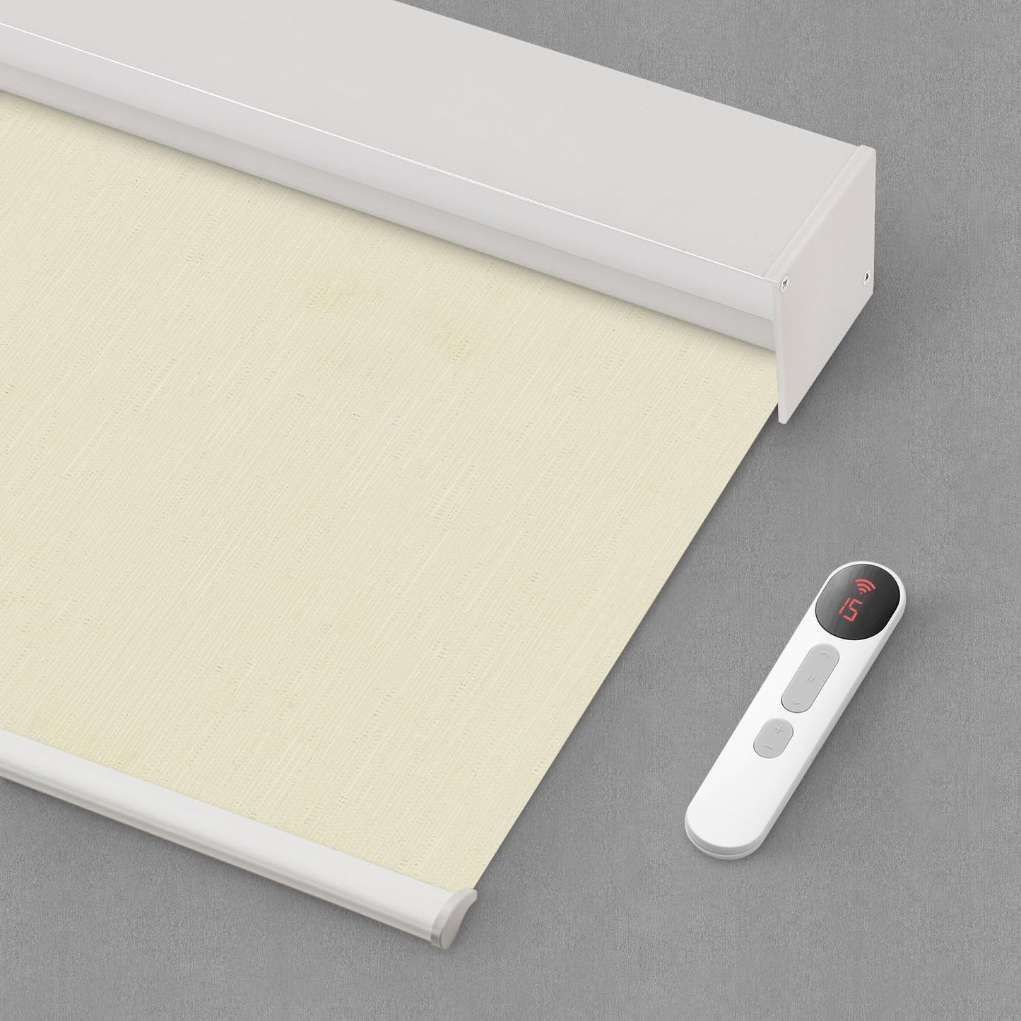 Bringnox Motorized Blinds with Remote,100% Blackout Smart Roller Blinds Compatible with Apple Homekit Google Home and Alexa Via HUB,and Customized(Linen Stone-01)