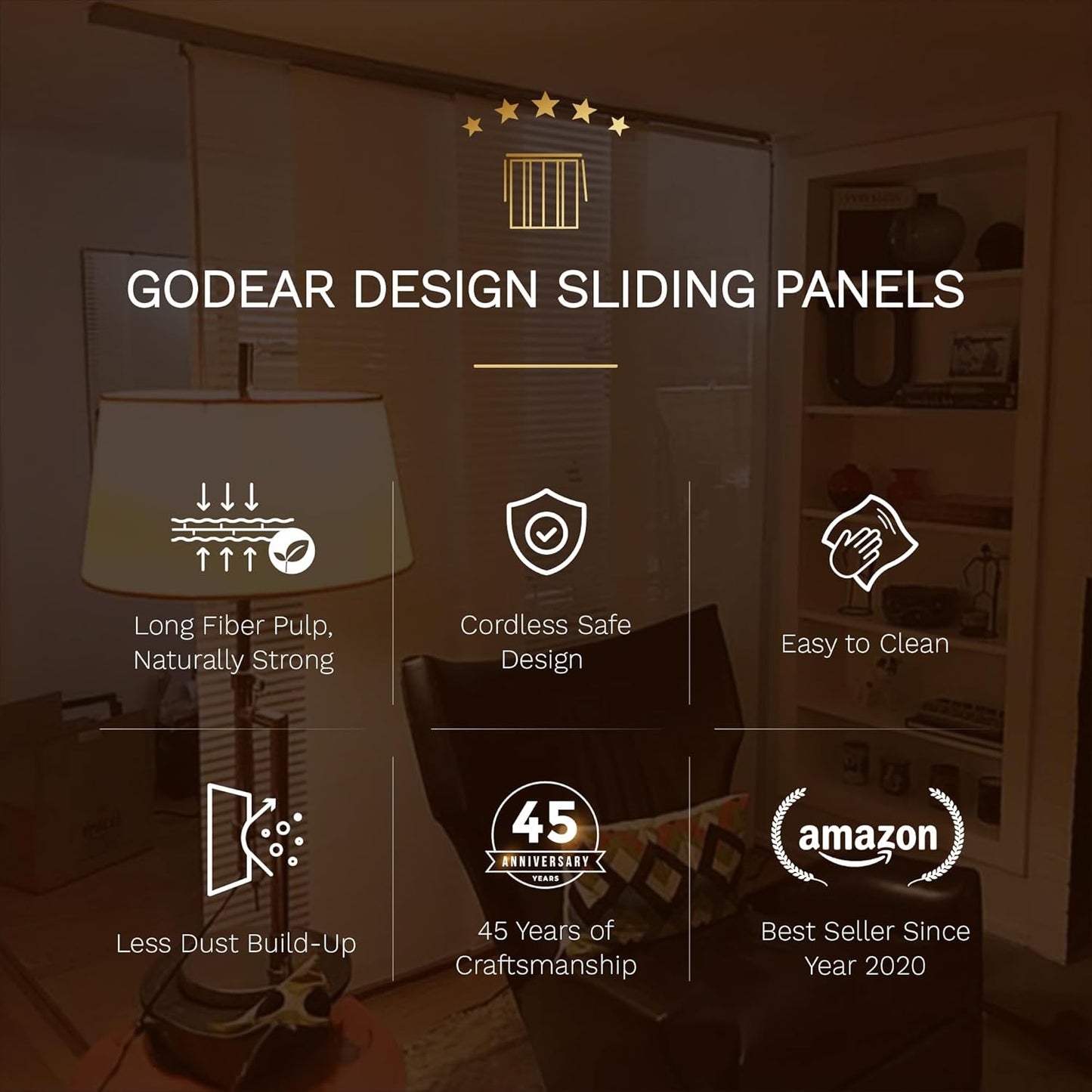 GoDear Design Adjustable Vertical Blinds for Patio Doors, Panel Track Blinds for Indoor Windows and Room Dividers, Extendable Track from 45.8" to 86" W, Trimmable Panel Curtains Up to 96" H, Marble
