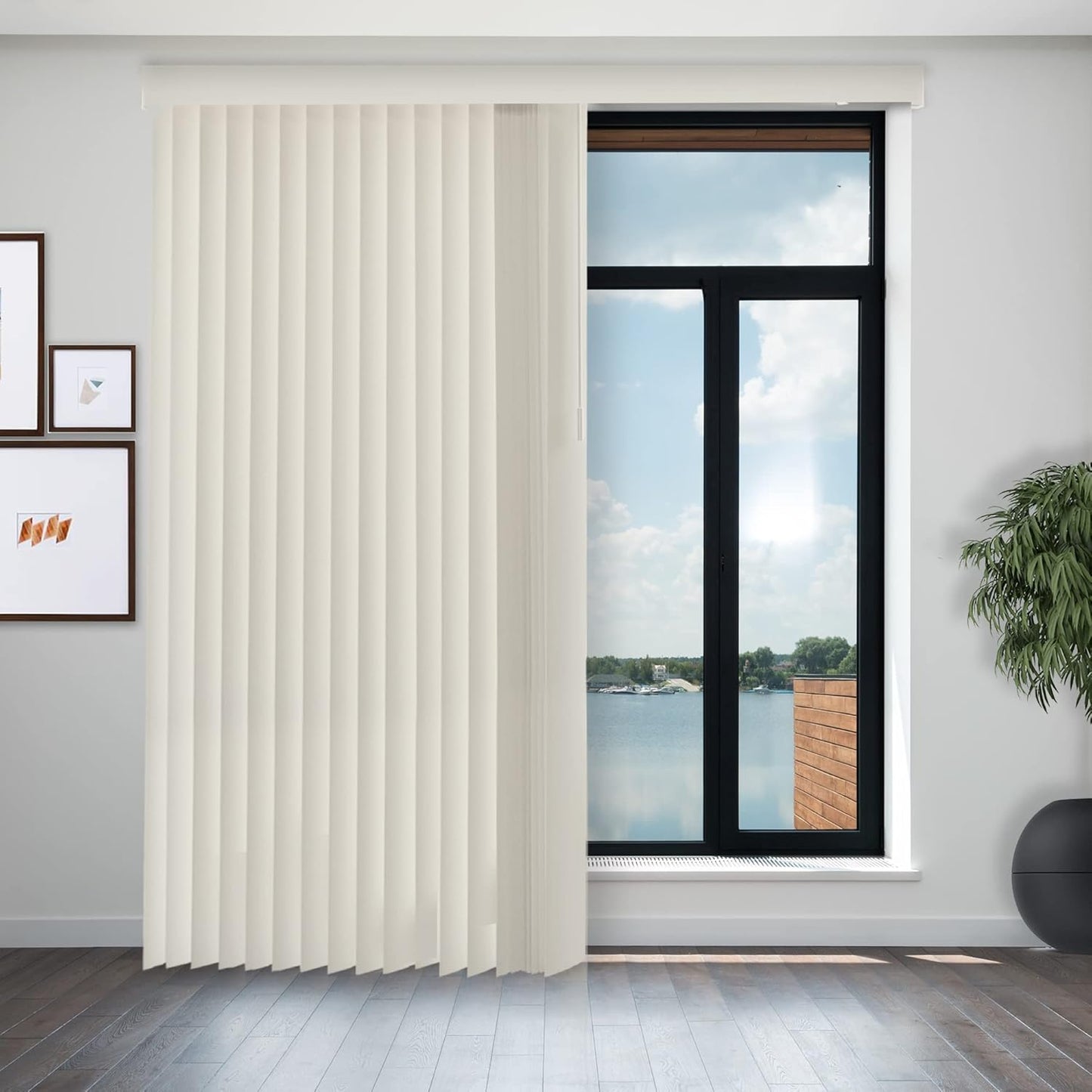 CHICOLOGY Vertical Blinds , Door Blinds & Shades , Blackout Window Shade , Vertical Blinds for Doors , Sliding Blinds Oxford White (Vinyl) 78"W X 84"H