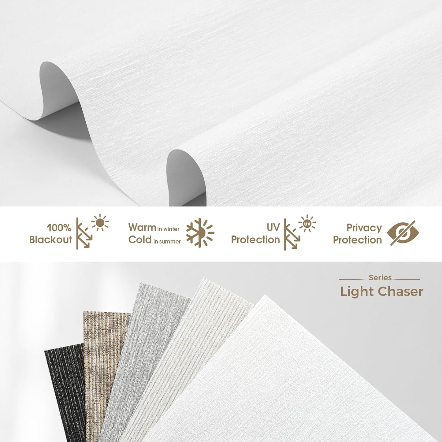 Motorized Blinds with Remote, 100% Blackout Smart Blinds, Automatic Shades for Windows, Electric Window Coverings, Compatible with Alexa Google and Homekit (Light Chaser-Perla Bianca BO)
