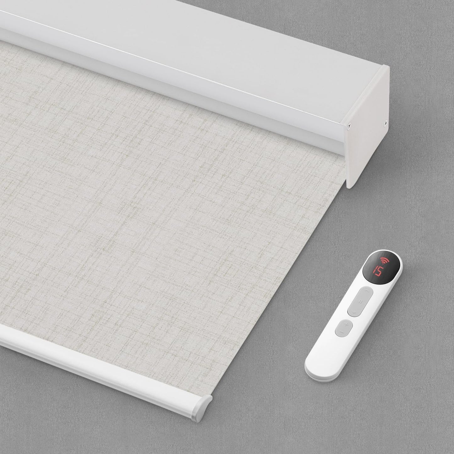 Bringnox Motorized Blinds with Remote,100% Blackout Smart Roller Blinds Compatible with Apple Homekit Google Home and Alexa Via HUB,and Customized(Linen Stone-01)