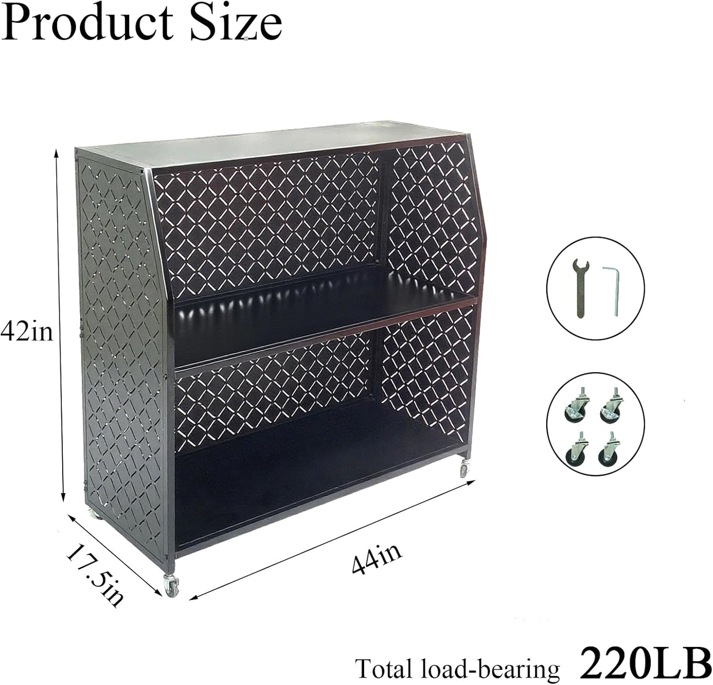 Portable Bar Table, 3-Tier Bar Cart with Wheels, Mobile Bartending Station for Events, Indoor and Outdoor, for Home、Party 、Wedding, Easy to Install
