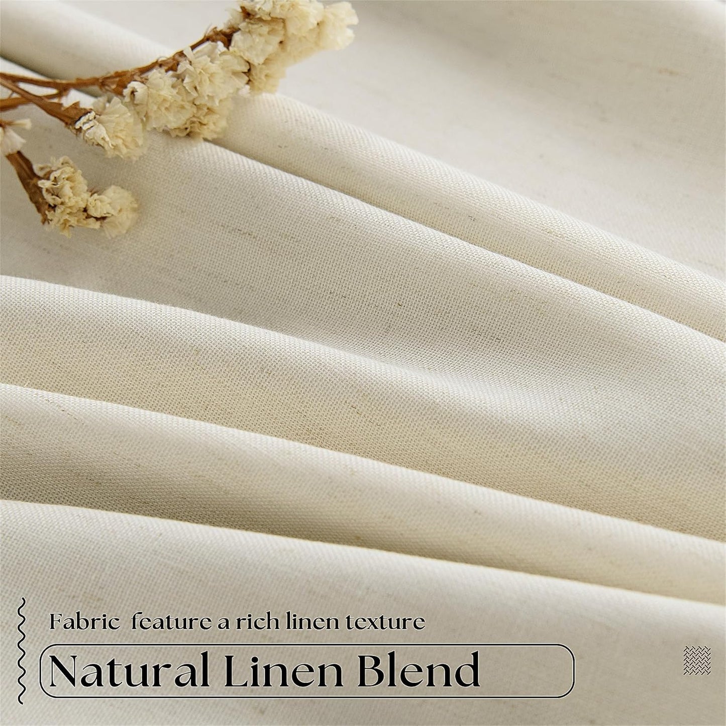 Beige Blackout Cafe Curtains 45 Inch Length 2 Panel Set Pinch Pleated Back Tab Linen Blend Black Out Short Curtains Boho Farmhouse Thermal Insulated Small Window Drapes for Bathroom Kitchen RV