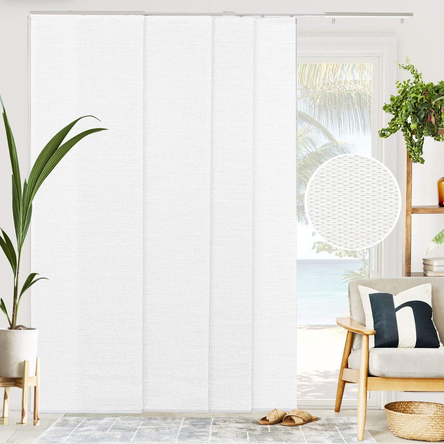CHICOLOGY Vertical Blinds, Room Divider, Door Blinds,Blinds for Sliding Glass Doors, Temporary Wall, Closet Curtain, Room Door, Woven Gray (Natural Woven) W:46-86 x H:Up-to 96 inches