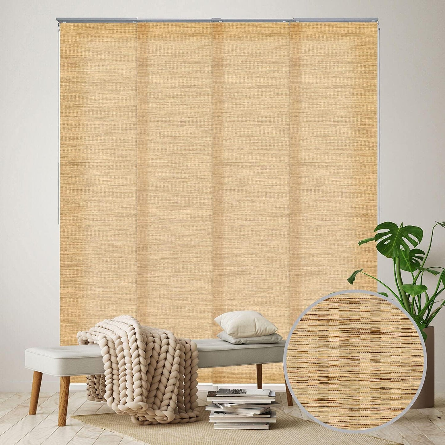 GoDear Design Adjustable Vertical Blinds for Patio Doors, Panel Track Blinds for Indoor Windows and Room Dividers, Extendable Track from 45.8" to 86" W, Trimmable Panel Curtains Up to 96" H, Marble