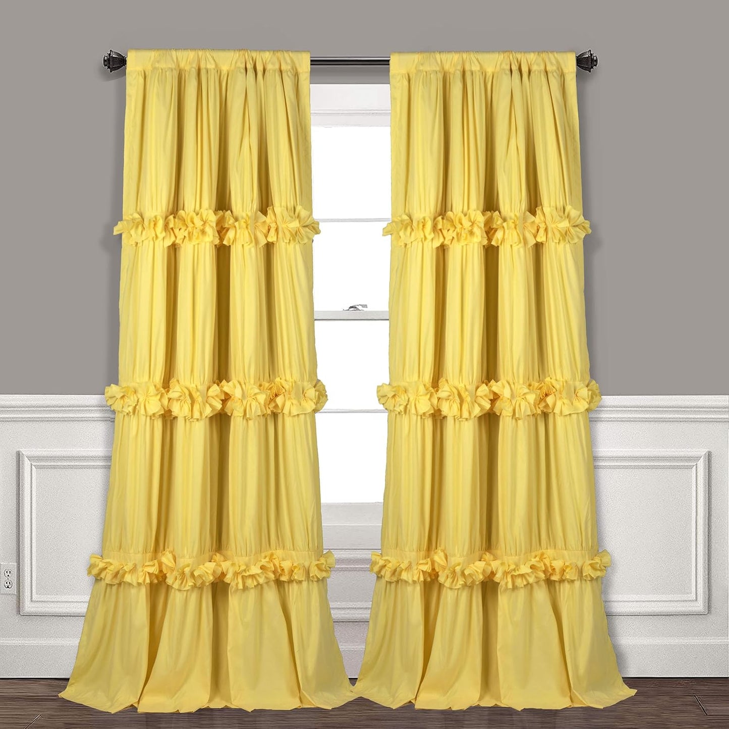 Thermal Insulated Blackout Window Curtains, 54" W x 84" L x 2 Panels, Boho Ruched Window Treatments with 3 Rows of Butterfly Flowers, Rustic Rod Pocket Drapes, Peach Pink (LQ-30)