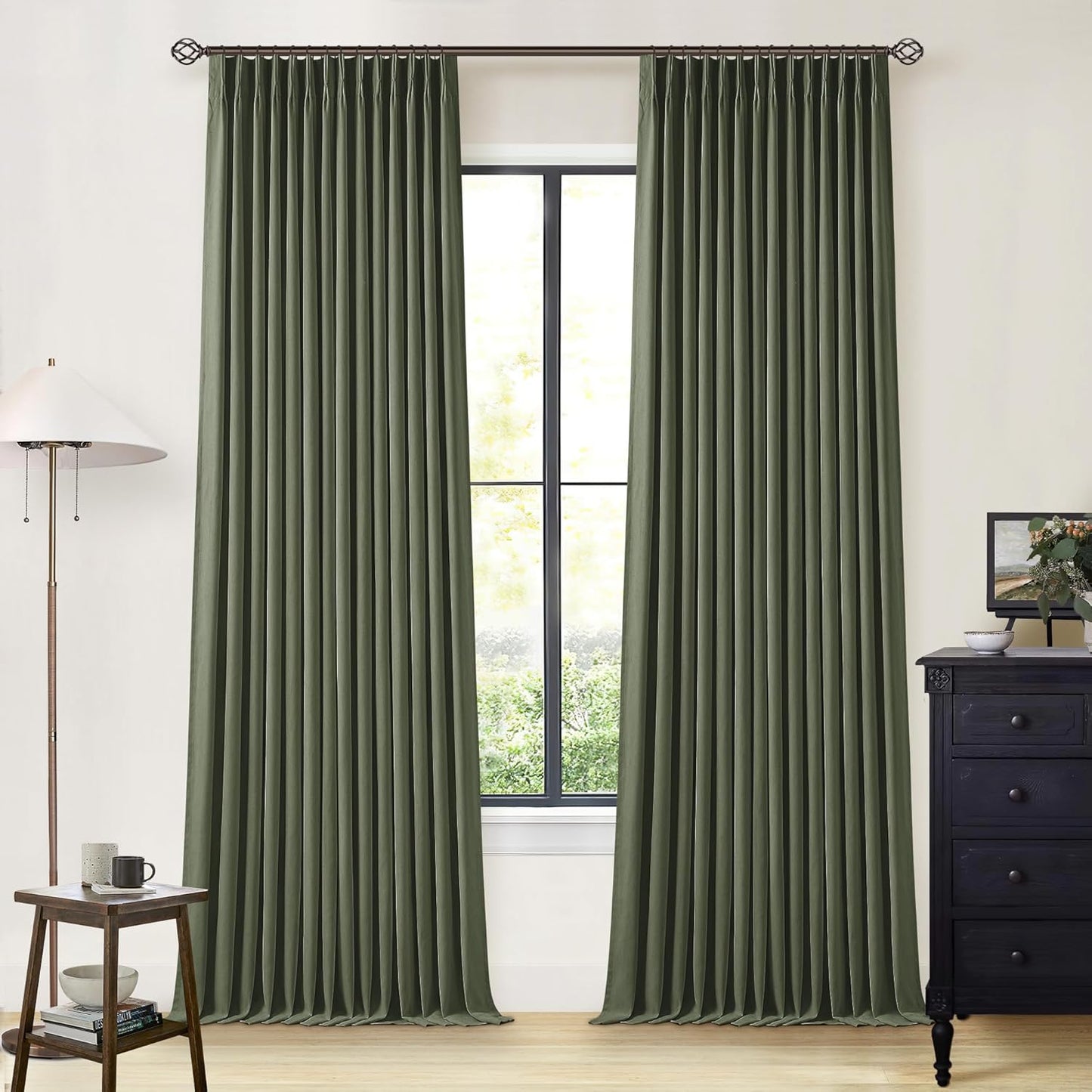 Beige Blackout Cafe Curtains 45 Inch Length 2 Panel Set Pinch Pleated Back Tab Linen Blend Black Out Short Curtains Boho Farmhouse Thermal Insulated Small Window Drapes for Bathroom Kitchen RV