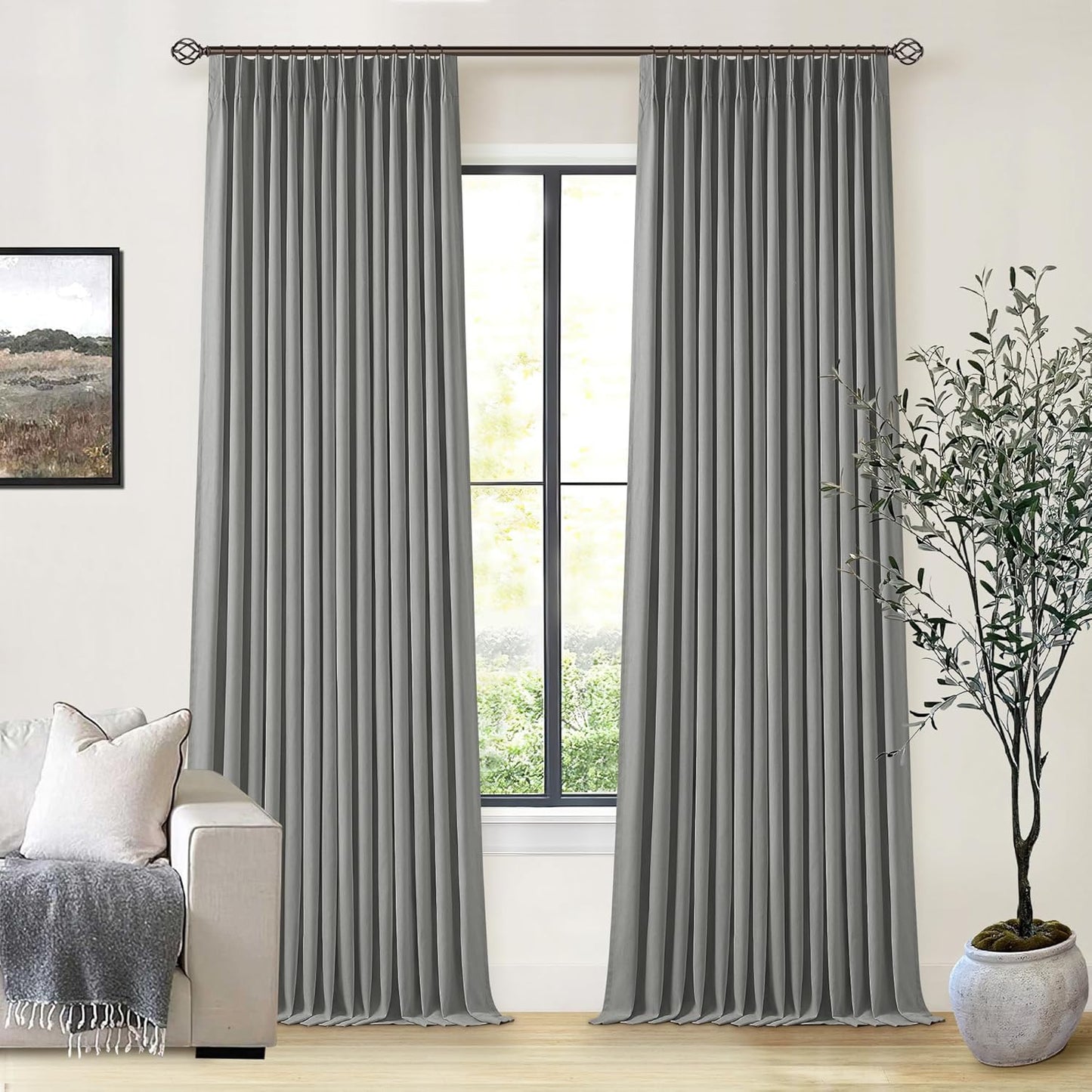 Beige Blackout Cafe Curtains 45 Inch Length 2 Panel Set Pinch Pleated Back Tab Linen Blend Black Out Short Curtains Boho Farmhouse Thermal Insulated Small Window Drapes for Bathroom Kitchen RV