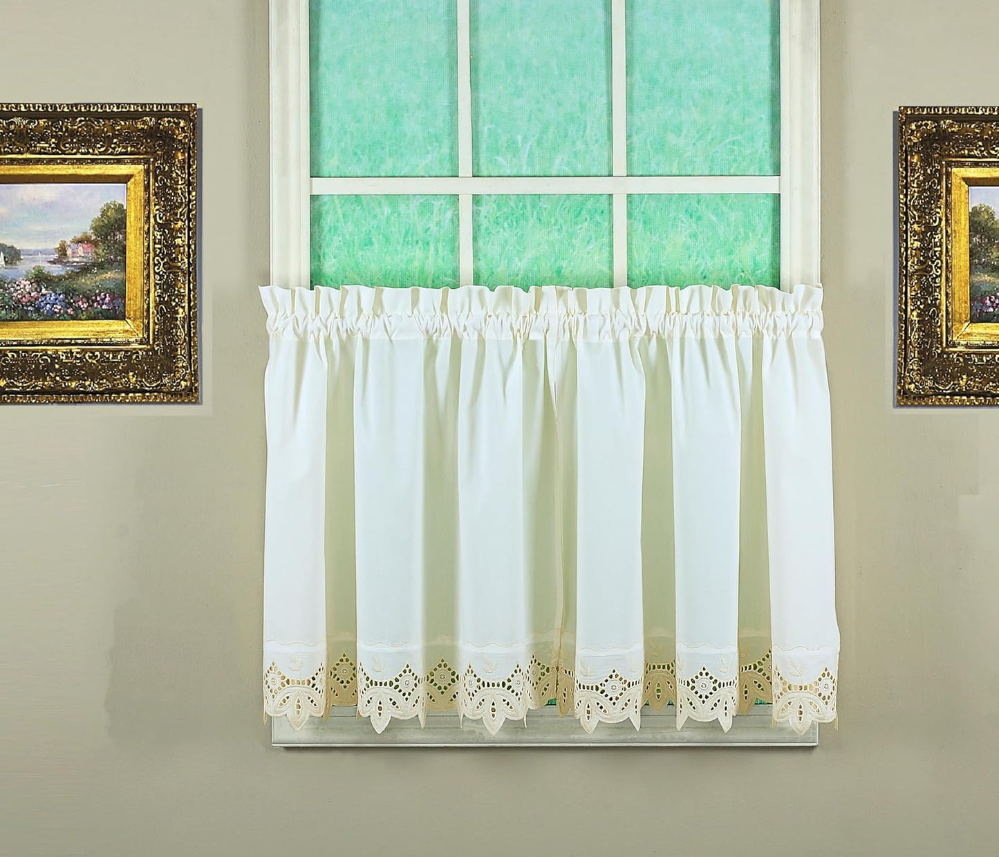 Today's Curtain, Heirloom Battenberg Eyelet Panel Pair 63", White, 4-Piece-Set, 80" W x 63" L