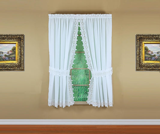 Today's Curtain, Heirloom Battenberg Eyelet Panel Pair 63", White, 4-Piece-Set, 80" W x 63" L