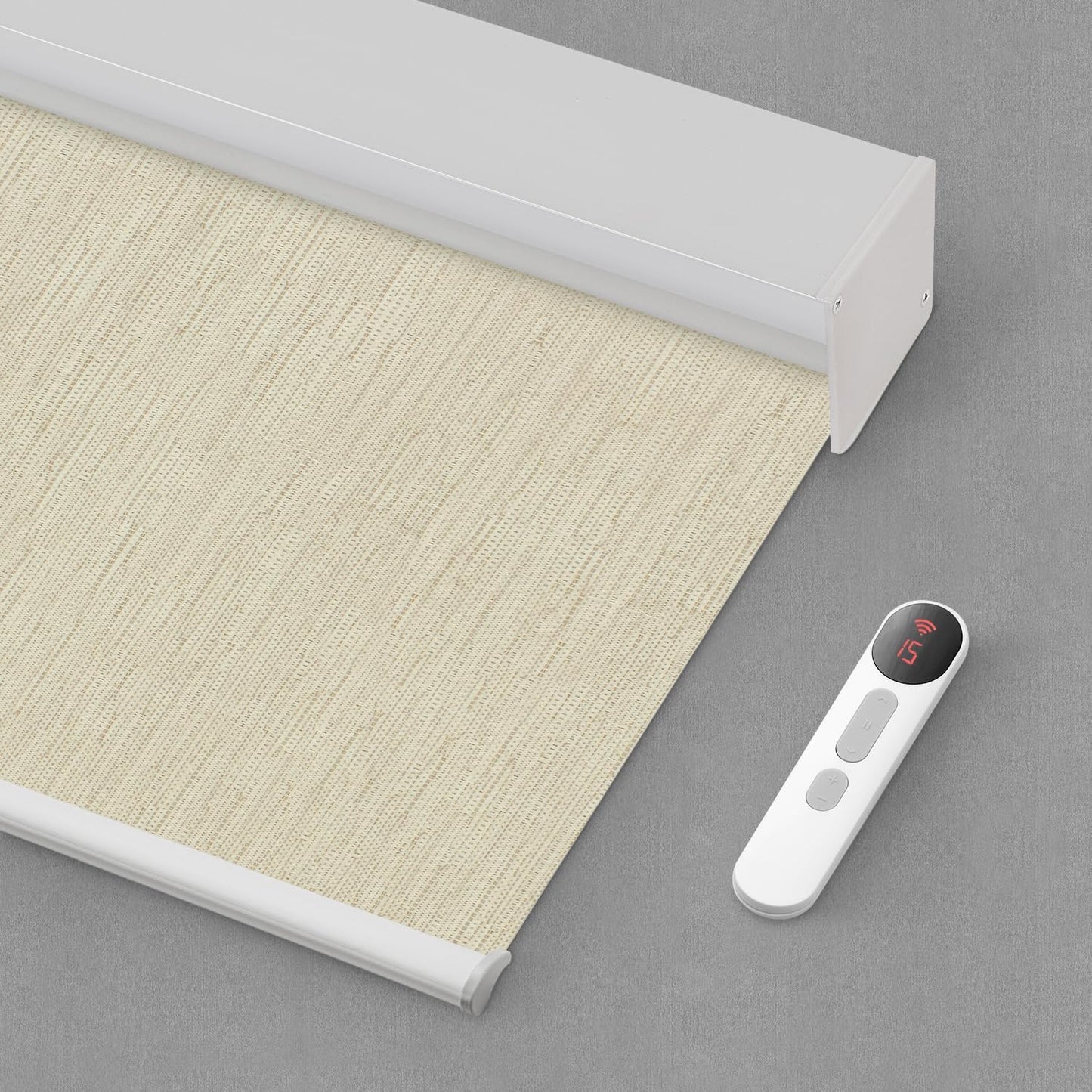 Bringnox Motorized Blinds with Remote,100% Blackout Smart Roller Blinds Compatible with Apple Homekit Google Home and Alexa Via HUB,and Customized(Linen Stone-01)