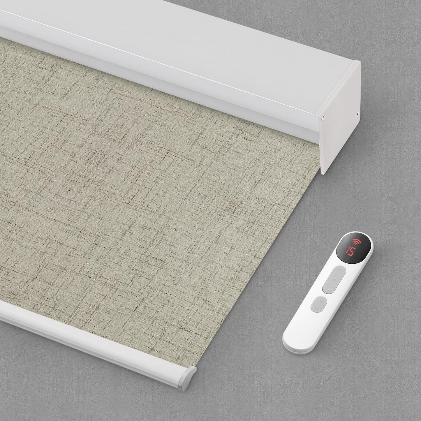 Bringnox Motorized Blinds with Remote,100% Blackout Smart Roller Blinds Compatible with Apple Homekit Google Home and Alexa Via HUB,and Customized(Linen Stone-01)
