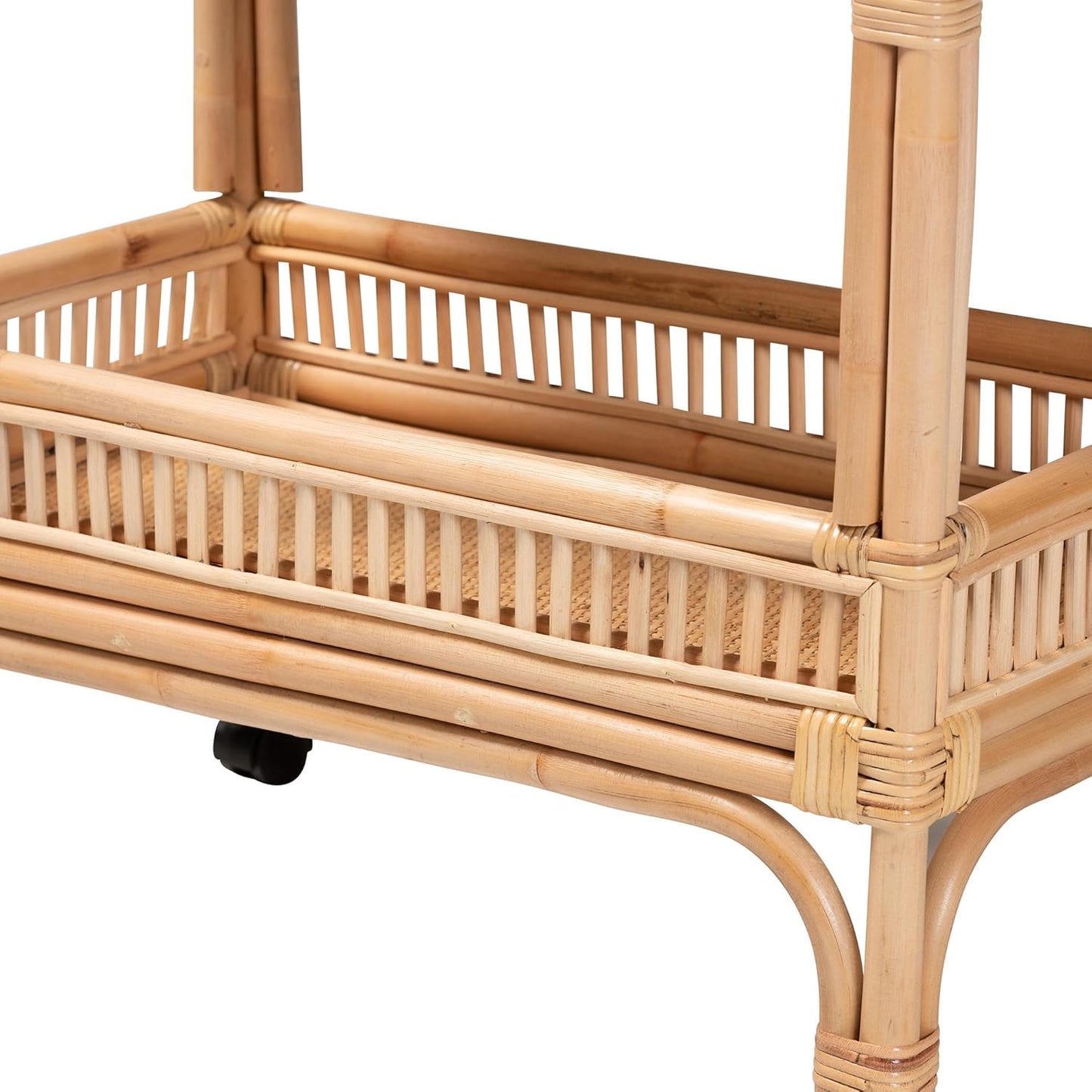bali & pari Lombok Natural Rattan Wine Cart, 2-Tier