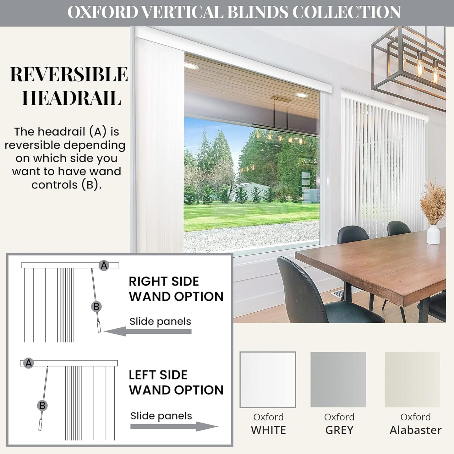 CHICOLOGY Vertical Blinds , Door Blinds & Shades , Blackout Window Shade , Vertical Blinds for Doors , Sliding Blinds Oxford White (Vinyl) 78"W X 84"H