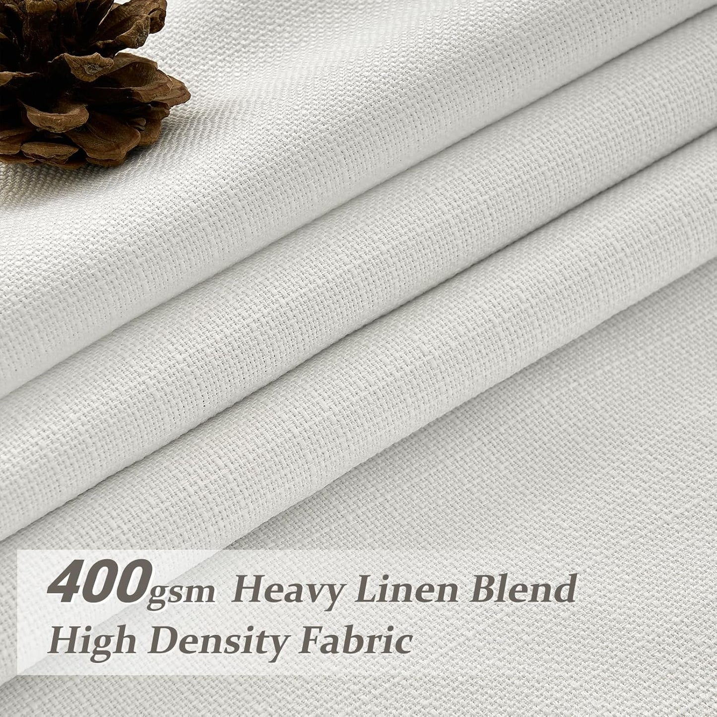Pinch Pleated Off Beige White Mini Curtains 63 Inch Length 2 Panels Set for Kitchen Windows, Cute Blackout Two Layer Thick Linen Blend Light Blocking Drapes Back Tab for Laundry Room 63 Inches Curtain