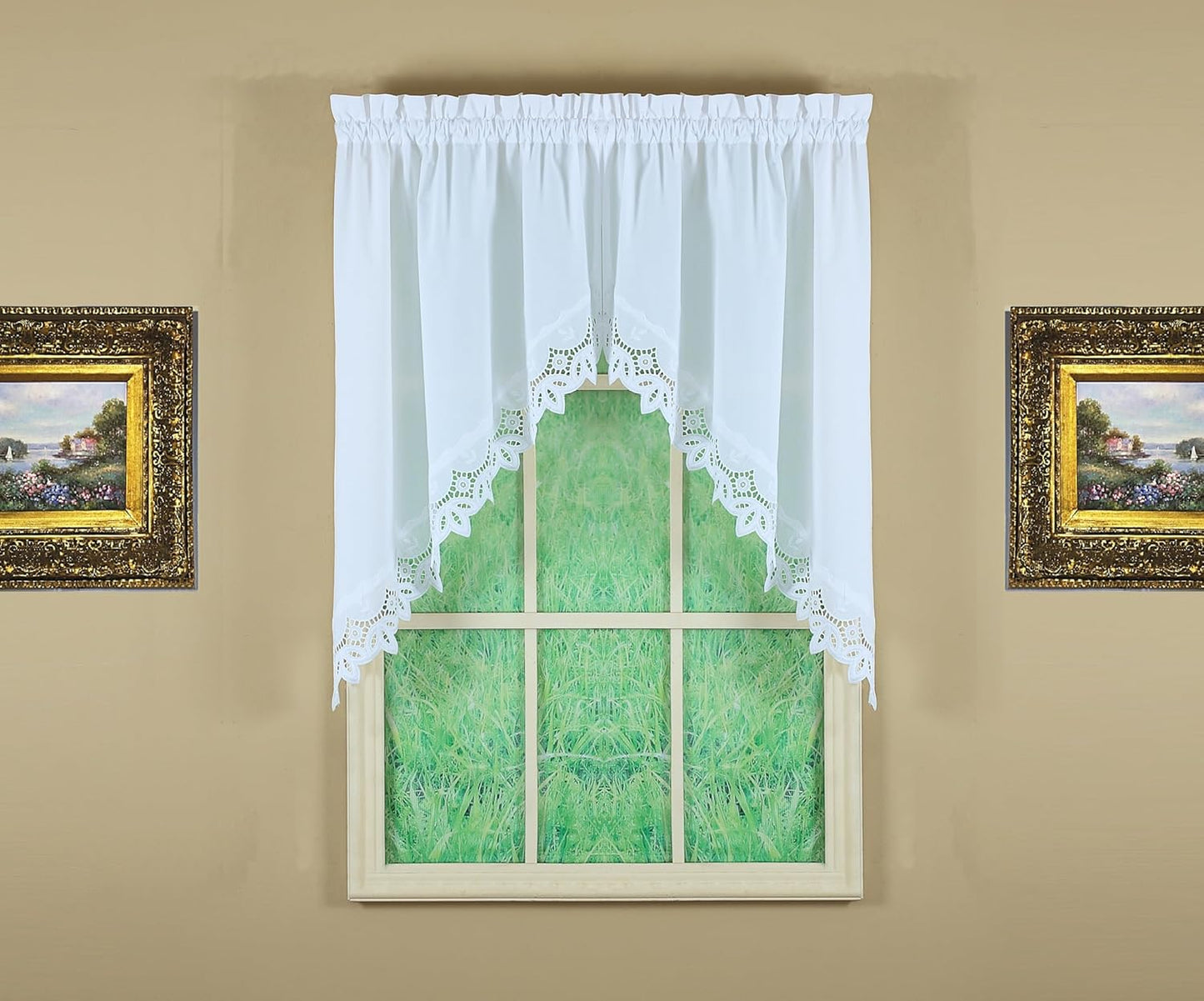 Today's Curtain, Heirloom Battenberg Eyelet Panel Pair 63", White, 4-Piece-Set, 80" W x 63" L