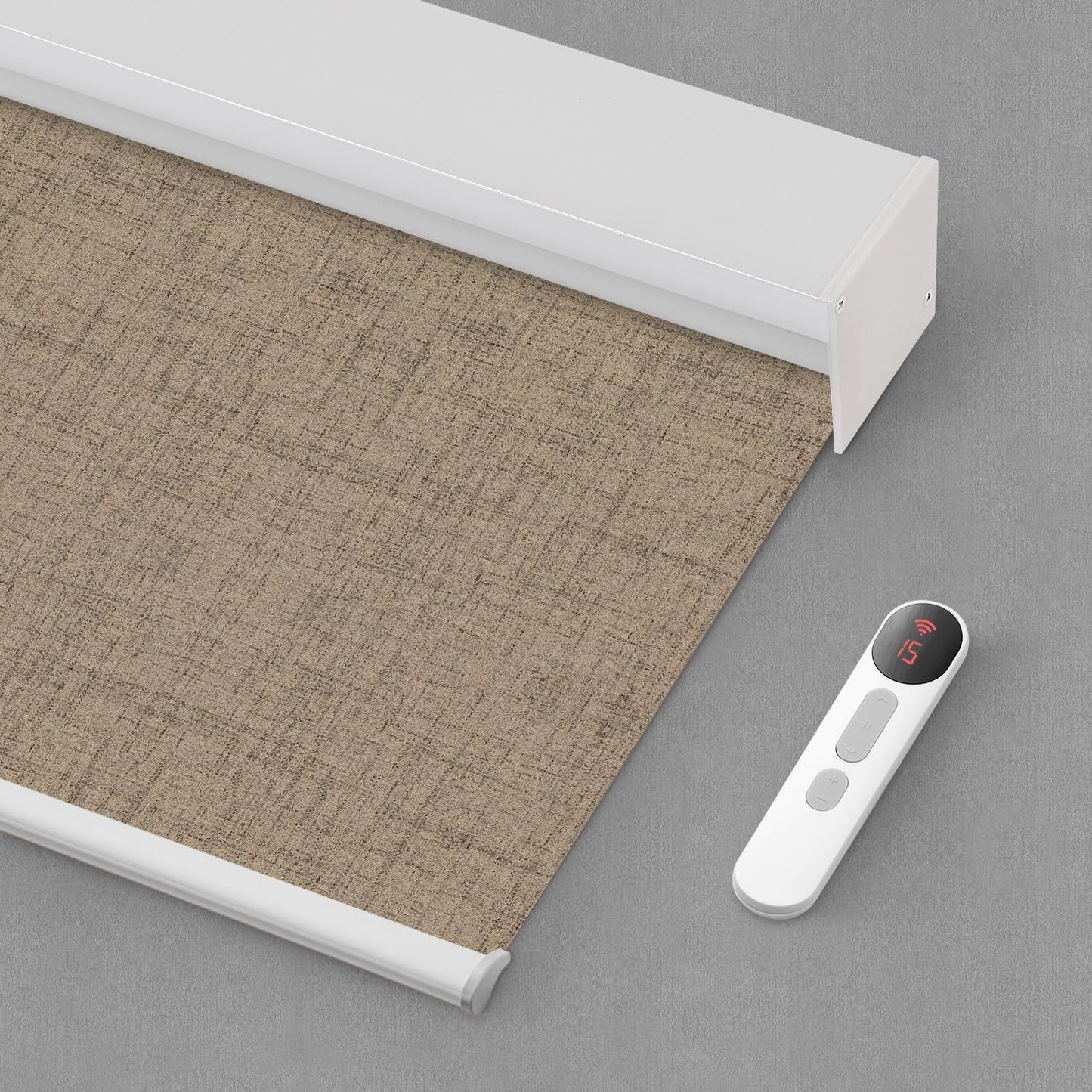 Bringnox Motorized Blinds with Remote,100% Blackout Smart Roller Blinds Compatible with Apple Homekit Google Home and Alexa Via HUB,and Customized(Linen Stone-01)