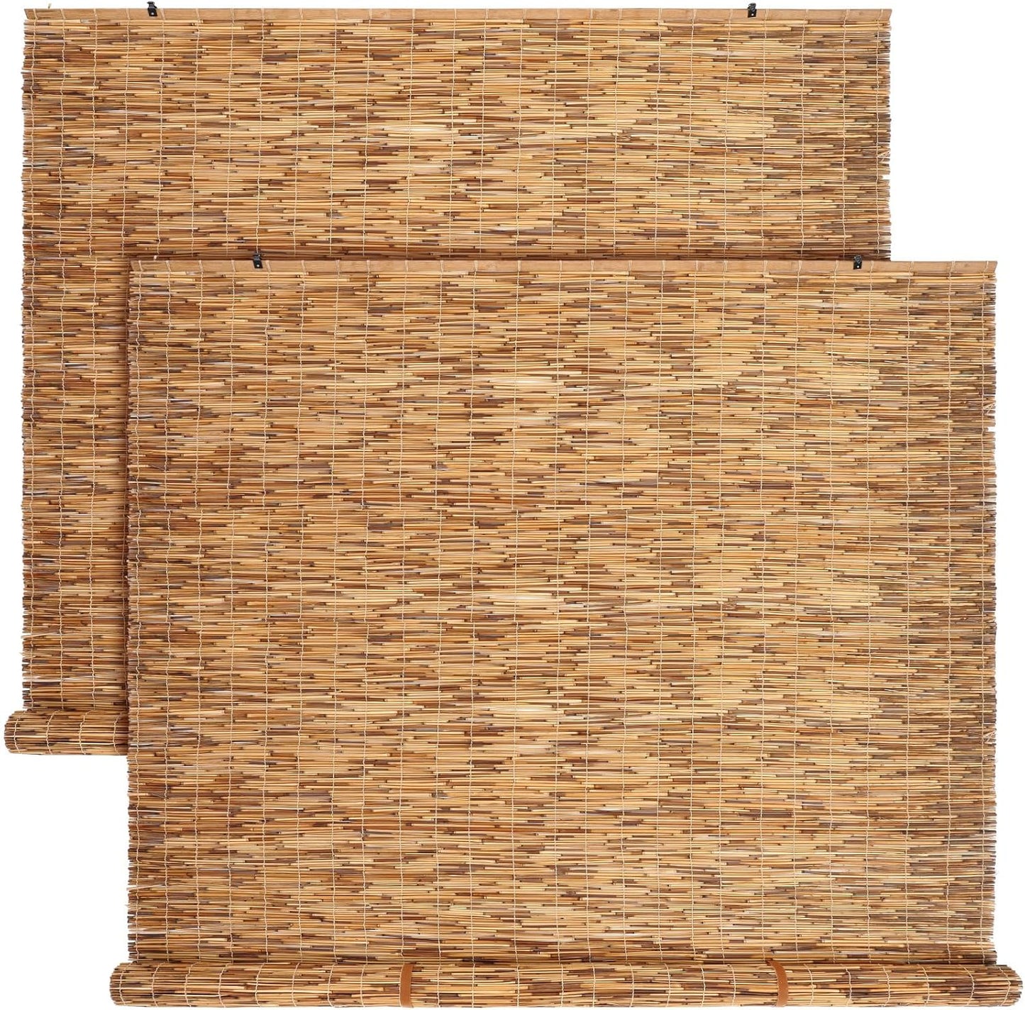 2 Pcs Bamboo Shades Outdoor Reed Roll Up Blinds 48" W x 72" H Blackout Sunshade Cordless Bamboo Blinds for Home Porch, Patio & Windows Decor Shutters Sunlight Privacy Screen